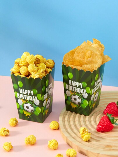 10/24 cajas de comida feliz de fiesta de cumpleaños de fútbol, cajas de papas fritas, vasos de palomitas, cubos de palomitas, decoraciones de fiesta de cumpleaños y cajas de aperitivos para noche de cine, adecuados para fiambrera, panadería, restaurante de hamburguesas