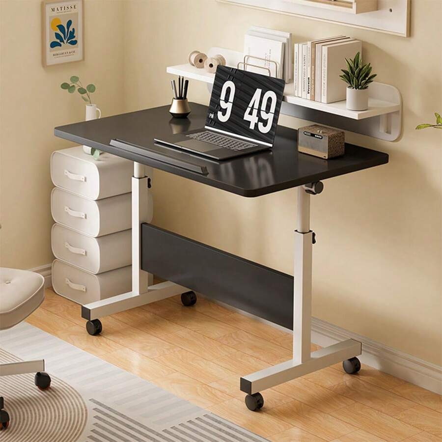 CuisinSmart Adjustable Standing Desk,Small Computer Desk Rolling Desk With Wheels,Portable Home Office Computer Workstations For Sitting And Standing - 黑色 - 查看 1