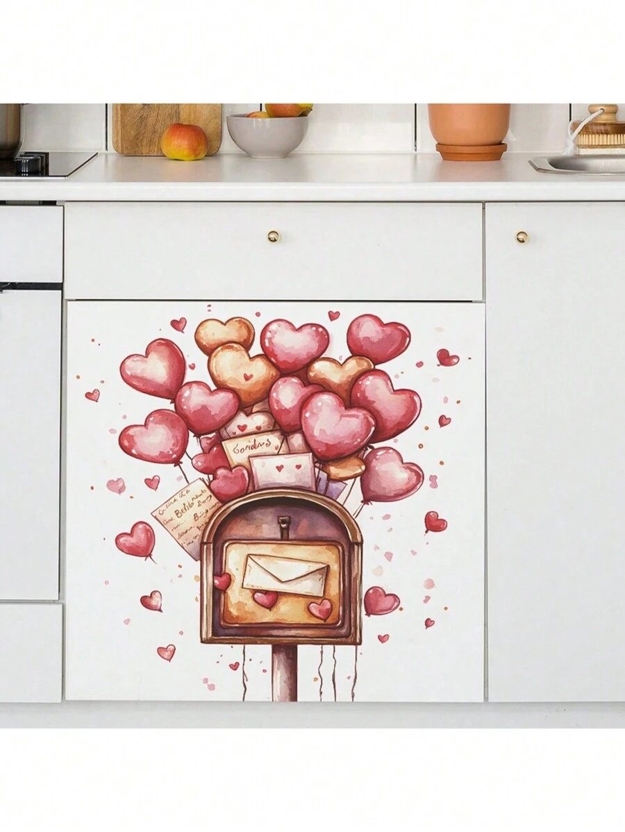1 张情人节情书和邮箱贴纸，适用于厨房装饰、节日厨柜洗碗机家居装饰、最佳礼物、PVC 墙贴、可移除贴纸 - 彩色 - 查看 1