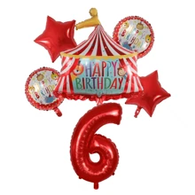 Circus Theme Foil Red Number Circus Stage Balloons Decoration, Birthday Party, Anniversary, Festival Supplies, Scene Layout