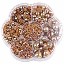 AB Colors, 5000pcs/1Box, 2MM-10MM,7 Sizes Mixed, Nice Flatback Half Round Pearls Rhinestones, Multi Colors Crystal Gems Non HotFix DMC Jewelry Beads Stones Diamond 3D Pattern Design Accessories Glitter Manicure Decal Decorations For Clothes,Bag,Shoes,Cups,Phone Covers,Handicrafts,Diy Trim. - Multicolor - View 24