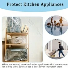 50 Disposable Dust Covers, Transparent Kitchen Appliance Covers, Plastic Bands Elastic Oil And Dust Resistant Suitable For Rice Cookers, Fans, Air Fryers, Coffee Machines (5 Sizes) - Transparent - View 6