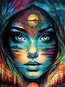 1 件套数字绘画套装女人肖像眼睛数字绘画帆布套装狗猫头鹰长颈鹿动物绘画套装成人家居卧室墙壁艺术品