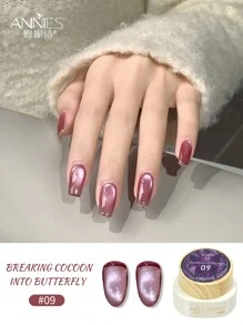 annies 1件/6件装 12克 彩色透明玻璃珠猫眼凝胶指甲油套装，可卸UV半永久磁性LED凝胶指甲油，可用于个人冬季美甲沙龙