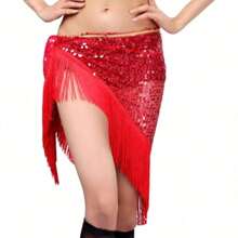 Cinturón de danza del vientre con flecos y lentejuelas para adultos, pañuelo para la cadera, disfraces orientales para mujeres, accesorios de danza del vientre, atuendo de baile de sirena oriental
