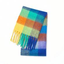 2025 Winter Thick Warm Scarf Women Cashmere Shawl And Wraps Pashmina Neckerchief Bufanda Female Rainbow Hairy Tessel Echarpe New - DS127-04 - Xem 7