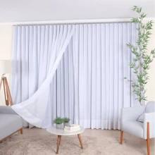 Linen Gauze Voile Curtain With Blackout Lining 10 Meters For Simple Swiss Track, 100% Light Sealing - trắng - Xem 1