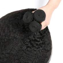 BINF 1/3 Bundles Kinky Straight Peruvian Hair Weave Bundles Virgin Remy Hair Extensions For Women Kinky Straight Human Hair 28 30 Inch Bundles Thick End - Natural Black - Xem 5