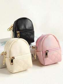 1/3PCS Mini Backpack Keychain Women's Cute Cosmetic Bag Keychain Small PU Cosmetic Bag Keychain Accessories Lipstick Bag Storage Zipper Bag Accessories Bridesmaid Gifts - Multicolor - View 9