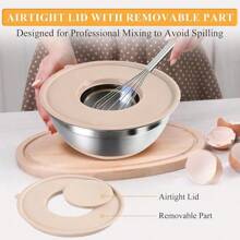 Mixing Bowls With Airtight Lids Set,20 PCS Kitchen Gadgets Set,6 Stainless Steel Bowls,3 Grater Attachments, Non-Slip Silicone Bottoms,Great For Serving&Baking, Size 5, 4, 3.5, 2.1, 1.5,1.1QT - 預設色 - 查看 5