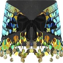 حزام وشاح الرقص الشرقي بطراز بوهيمي، اكسسوارات تكسير رقص, زي رقصات، احتفالات الأعياد والعروض المسرحية، مصنوع باليد بتصميم فريد - متعدد الألوان - مشاهدة 5