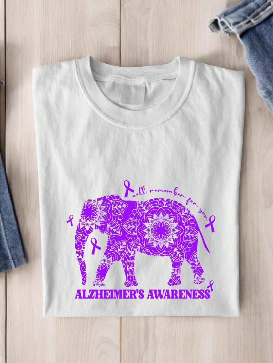 Alzheimer's Awareness Shirt, Alzheimer's Warrior Shirt, Alzheimers Awareness Shirt, Alzheimers Support Shirts, Alzheimer's Fighter Shirts, Alzheimer's Survivor Shirts TX-553 - White - View 1