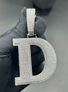 1pc Square Letter Pendant Necklace With Cubic Zirconia In Brass, 26 Letters A-Z For Hiphop, Casual, Daily Wear, Includes 1 O-Shape Chain - Multicolor - View 16