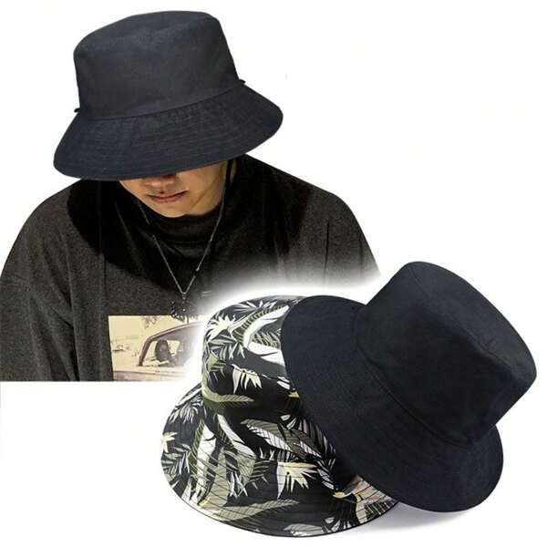 Chapéu de balde de cabeça grande com estampa dupla face para adultos, chapéus de balde para mulheres, chapéus de balde de praia para homens e mulheres, chapéu de guarda-sol de verão ao ar livre
