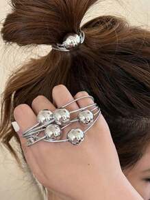 Ligas para el cabello elásticas con bolas de plata súper brillantes y doradas, scrunchies minimalistas de alta gama para coleta, scrunchies elegantes personalizados y simples, accesorios de cabello de alta elasticidad para el baño, accesorios para festivales, accesorios de otoño e invierno