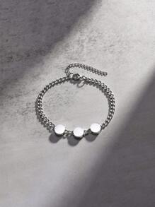 1 Piece - Custom Engraved Stainless Steel Bracelet Is Dazzling And Paired With An Exquisite Round Pendant.