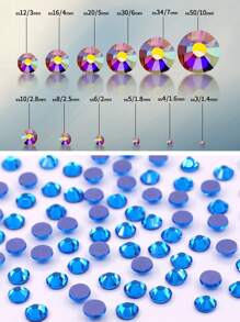 1440pcs/Bag SS12 Multi Color Glass Strass Stone Flatback Hotfix Rhinestones With Glue , 3mm Round Flat Back Hotfix Rhinestone For Clothing Shoes Hats Decoration - SS12(1440pcs/bag) - View 26