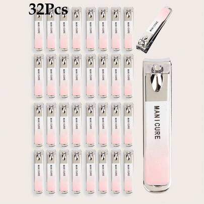 Paquete de 100/32/8/1 cortaúñas de estilo clásico de acero inoxidable, juego de cortaúñas de uñas de manos y pies de color plateado, con hojas afiladas, herramienta portátil para salones de uñas y uso doméstico, cantidad al por mayor de cortaúñas para distribución