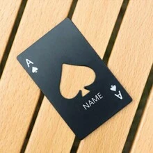 1Pc Personalized Name Stainless Steel Bottle Opener, Playing Card Design Bottle Opener, Ace Of Spades Card Shape, Funny Stainless Steel Bottle Opener, Unique Gift For Party - Black - View 4
