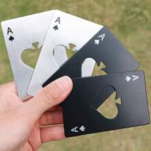 1Pc Personalized Name Stainless Steel Bottle Opener, Playing Card Design Bottle Opener, Ace Of Spades Card Shape, Funny Stainless Steel Bottle Opener, Unique Gift For Party - Black - View 2