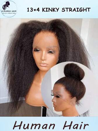 34 英寸折扣 150% 密度 13*4 卷曲直发无胶即用假发 预剪蕾丝适合初学者 卷曲直发蕾丝前假发 无胶蕾丝假发 Yaki 直发人发假发 预拔 适合女性 8-34 英寸