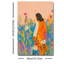 1pc Unframed Colorful Jesus Wildflowers Christian Art Poster Bible Verse Vintage Aesthetic Painting Canvas Print Cottagecore Minimalist Wall Picture For Dorm,Apartment,Living Room,Bedroom,Modern Home Decoration - Multicolor - View 10