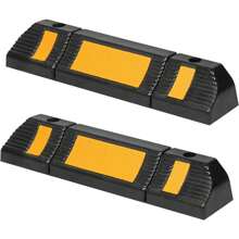 YARDIN Confezione da 2 fermaruote in gomma per garage fermaruota in gomma limite di parcheggio protezione anticollisione fermaparcheggio con strisce riflettenti per garage e parcheggi, 60x12x10 cm nero + giallo - 2 pezzi 60cm - Visualizzare 5