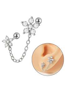 1 件不锈钢马眼形 Cz 耳软骨穿孔锆石吊坠链耳环耳甲耳屏耳轮耳垂穿孔身体首饰 - 如圖 - 查看 12