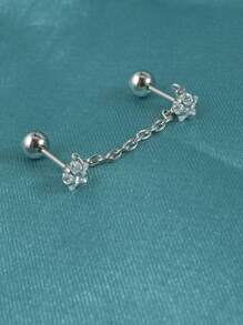 1 件不锈钢穿孔耳钉耳环吊坠方晶锆石耳链耳骨耳蜗耳蜗耳屏穿孔耳垂穿孔珠宝 - 如圖 - 查看 11