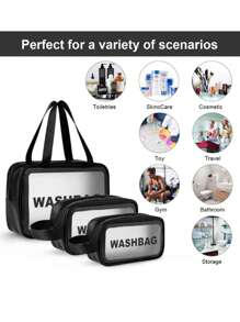 1 件米色字母图案 PU 透明化妆包，便携式防水洗漱用品收纳袋，旅行，大容量多功能透明 PVC 化妆包，浴室便携式游泳健身包，男女通用化妆包套装，化妆品收纳袋，防水洗漱包，便携式化妆包，大容量收纳，适用于家庭、旅行、返校、派对、秋季家居装饰、圣诞节节日礼物、波西米亚风格