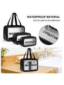 1 件米色字母图案 PU 透明化妆包，便携式防水洗漱用品收纳袋，旅行，大容量多功能透明 PVC 化妆包，浴室便携式游泳健身包，男女通用化妆包套装，化妆品收纳袋，防水洗漱包，便携式化妆包，大容量收纳，适用于家庭、旅行、返校、派对、秋季家居装饰、圣诞节节日礼物、波西米亚风格