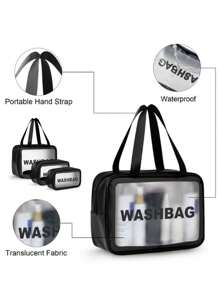 1 件米色字母图案 PU 透明化妆包，便携式防水洗漱用品收纳袋，旅行，大容量多功能透明 PVC 化妆包，浴室便携式游泳健身包，男女通用化妆包套装，化妆品收纳袋，防水洗漱包，便携式化妆包，大容量收纳，适用于家庭、旅行、返校、派对、秋季家居装饰、圣诞节节日礼物、波西米亚风格