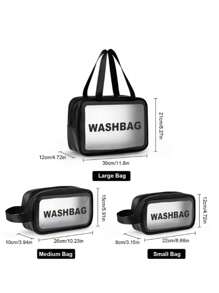 1 件米色字母图案 PU 透明化妆包，便携式防水洗漱用品收纳袋，旅行，大容量多功能透明 PVC 化妆包，浴室便携式游泳健身包，男女通用化妆包套装，化妆品收纳袋，防水洗漱包，便携式化妆包，大容量收纳，适用于家庭、旅行、返校、派对、秋季家居装饰、圣诞节节日礼物、波西米亚风格