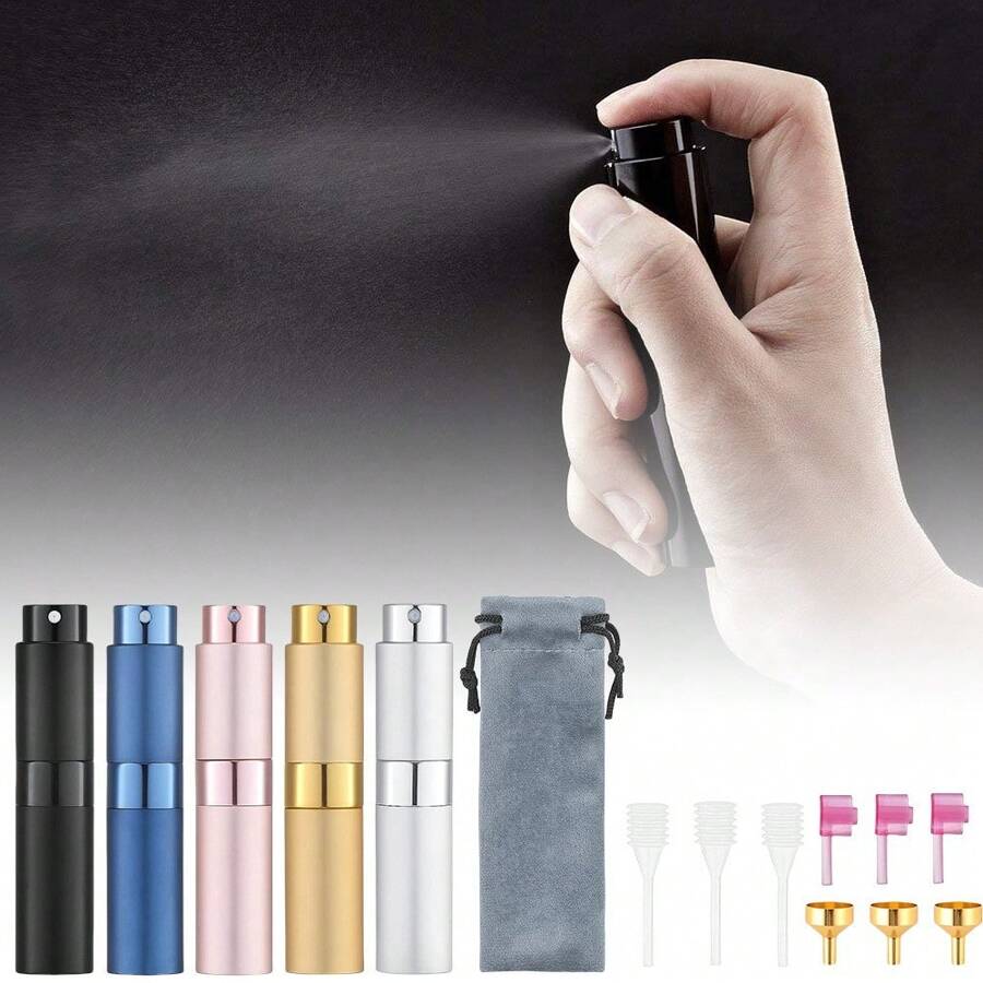 5Pcs 8ml Travel Refillable Perfume Bottles, Mini Cologne Perfume Spray Bottle, Pocket Empty Perfume Bottle For Travel And Outgoing - 5 colors - View 1