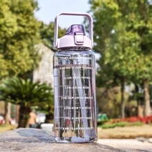 2L Portable Water Bottle Large Capacity Plastic Straw Water Cup Drink Bottle With Time Marker For Outdoor Sports Fitness