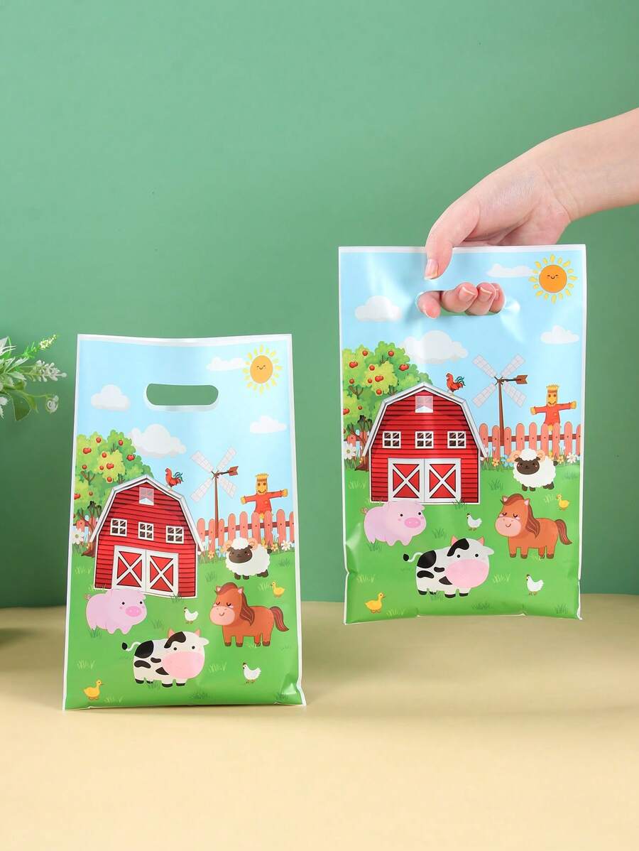 50pcs Farm Animal Gift Bag, Farm Animal Theme Birthday Party Gift Packaging Supplies Packaging Bag, Birthday Home Decor Room Decoration Kitchen Supplies Packaging Bag, Farm Animal Decor Party Favor, Birthday Gift, Babe Shower Decor, Wedding Gift Wedding Favor - Farm - View 1