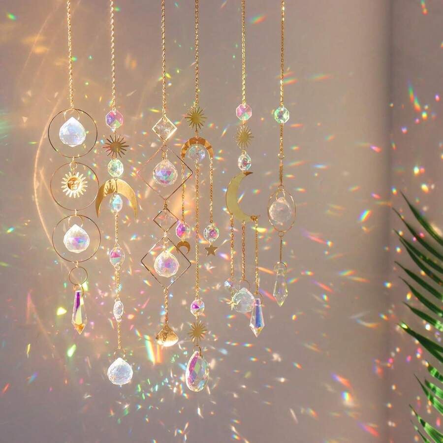 6pcs Crystal Sun Catchers, Suitable For Home, Garden, Party, Wedding Decoration, Can Also Be Used As Gifts For Christmas, Mother's Day, Valentine's Day