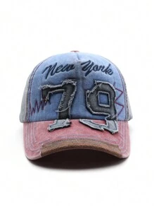 1pc Men's Outdoor - Embroidered "79 New York" Patchwork Washed Baseball Cap, Adjustable UV Protection Casual Hat For Spring/Autumn Travel, Beach, Suitable For Men, Y2K Style, Great For Valentine's Day Gift - Baseball Cap - View 20
