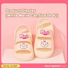 Miniso 迪士尼玛丽猫粉色家居拖鞋，女士速干拖鞋，时尚百搭户外凉鞋，厚底沙滩凉鞋，轻便透气舒适不闷热 - 白色 - 查看 4