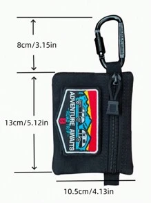 1 件黑色拉链短款钱包带登山扣小零钱包尼龙休闲钱包男士钱包钱包小钱包男士钱包真皮 - 黑色 - 查看 12