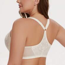 MELENECA MELENECA Women's Plus Size Racerback Unlined Lace Underwire Front Closure Bra