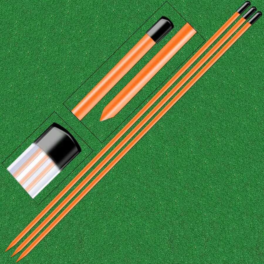 FINGER TEN Golf Alignment Sticks Swing Trainer Tool 48 Inch Value 3 Pack,Golf Alignment Aid Practice Rod For Golf Training Aid Women Men Gift - Orange - View 1