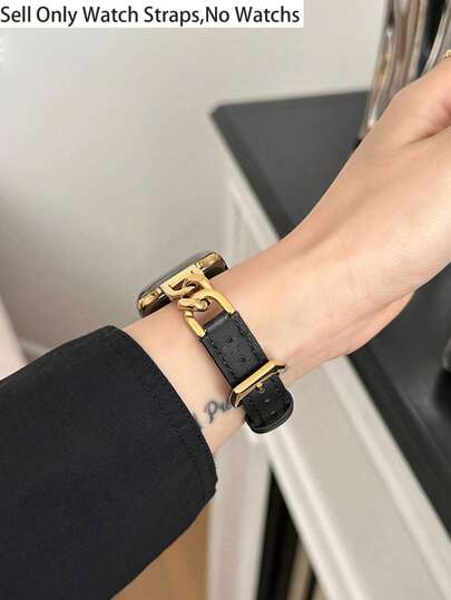 1 Stück kompatibles Armband für Apple Watch aus hochwertigem Edelstahl-Kette und Leder, geeignet für Apple Watch Bänder 11/10/8/9/7/6/5/4/3/2/1 Serie, kompatibel mit Apple Watch Armband Ultra9 40mm 44 41 45 49 42 38 46mm Damen Mode Armband Accessoires