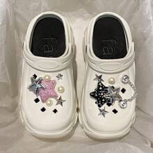 Styl Y2K 2025 Nowa Wiosna Bardzo Gruba Platforma DIY Hollow Out Clogs Ogrodowe Buty Dla Kobiet, Modne Casual Party Outdoor Cute Cartoon EVA Beach Wear, Wszystkie Sezony