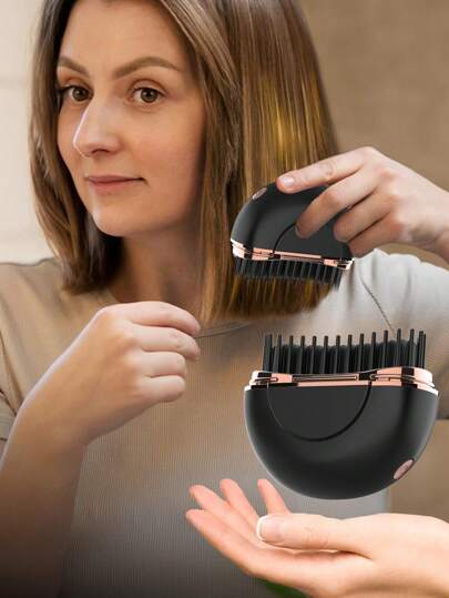Mini Portable Cordless Straight Hair Comb,Portable Negative Ion Straightening Brush,Long Battery Hot Comb Hair Straightener,Lightweight & Mini Carry,Settings Anti-Scald