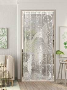 1pc Fresh Simple Sun & Moon Lace Partition Curtain, Half Curtain For Window Divider Gifts Birthday Graduation