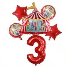 Circus Theme Foil Red Number Circus Stage Balloons Decoration, Birthday Party, Anniversary, Festival Supplies, Scene Layout