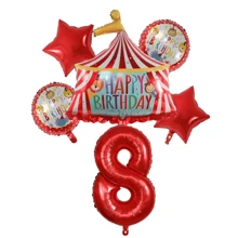 Circus Theme Foil Red Number Circus Stage Balloons Decoration, Birthday Party, Anniversary, Festival Supplies, Scene Layout
