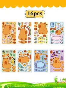 Pegatinas originales con cambio de cara de capibara y parche de rompecabezas de dibujos animados personalizados - Multicolor - Ver 6