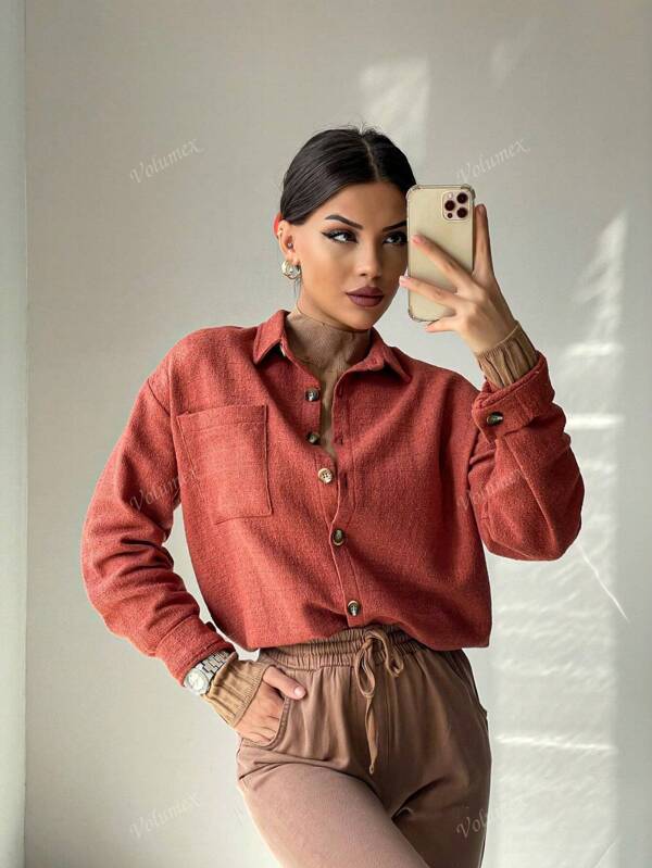 Camicia colore rosa polveroso con dettaglio taschino